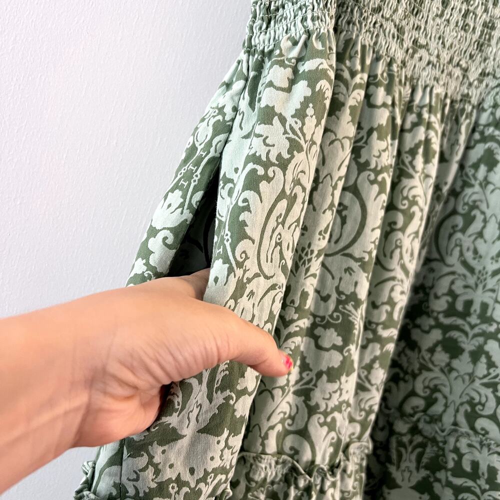 Hill House Ellie Nap Midi Dress Green Jacquard size XL New - Picture 7 of 9